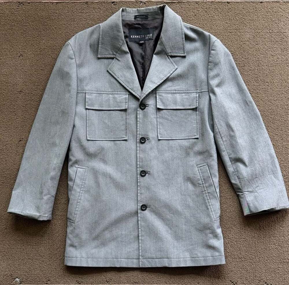 Kenneth Cole New York Grey Modal Blend Field Jacket Size Medium